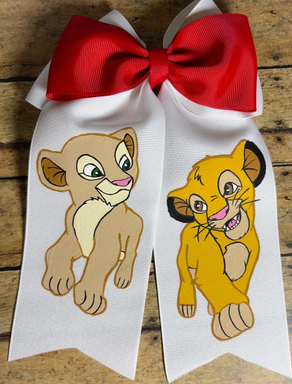 Hand-painted Lion King Hair Bow: Simba and Nala - Etsy display picture 2
