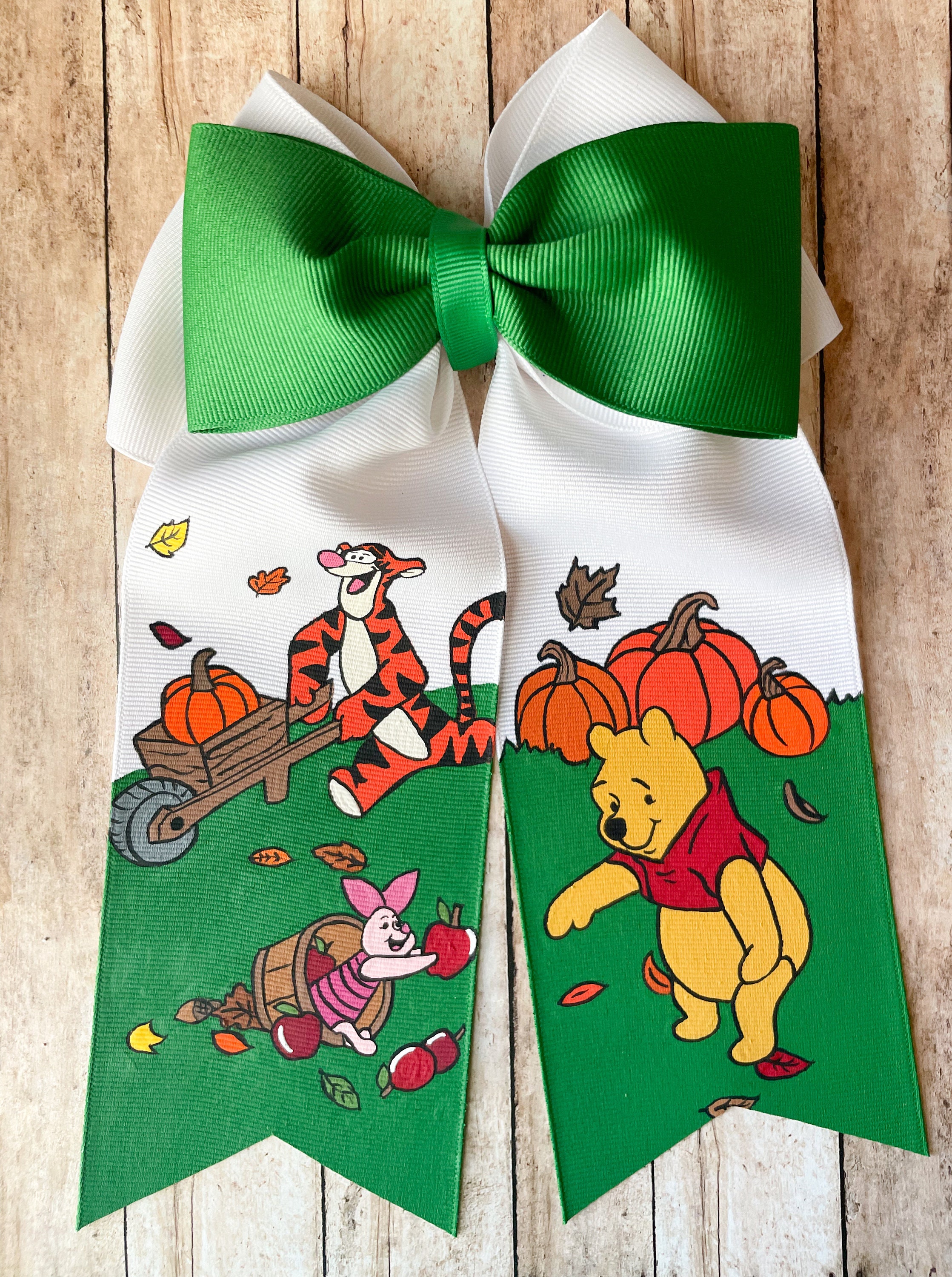 Christmas Disney Winnie the Pooh and piglet hand painted hair bow