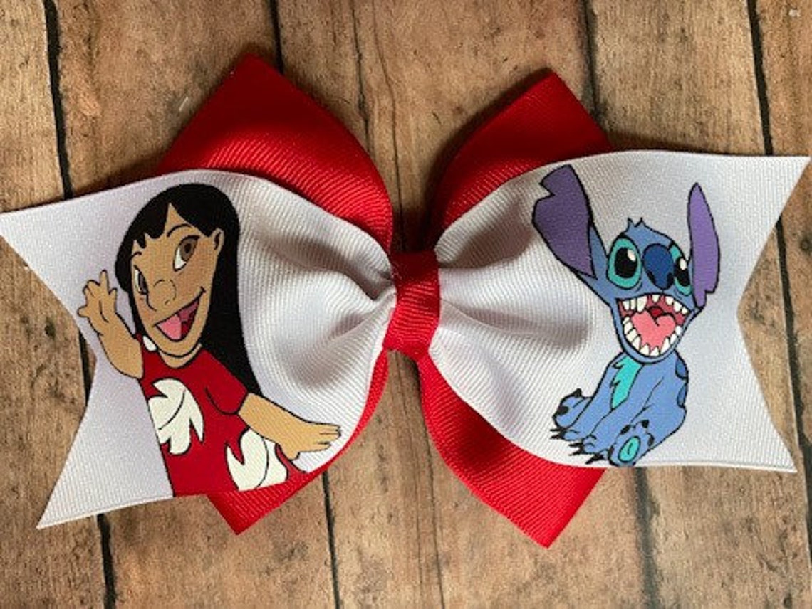 Disney Lilo & Stitch hair bow handpainted hair bow LILO Etsy