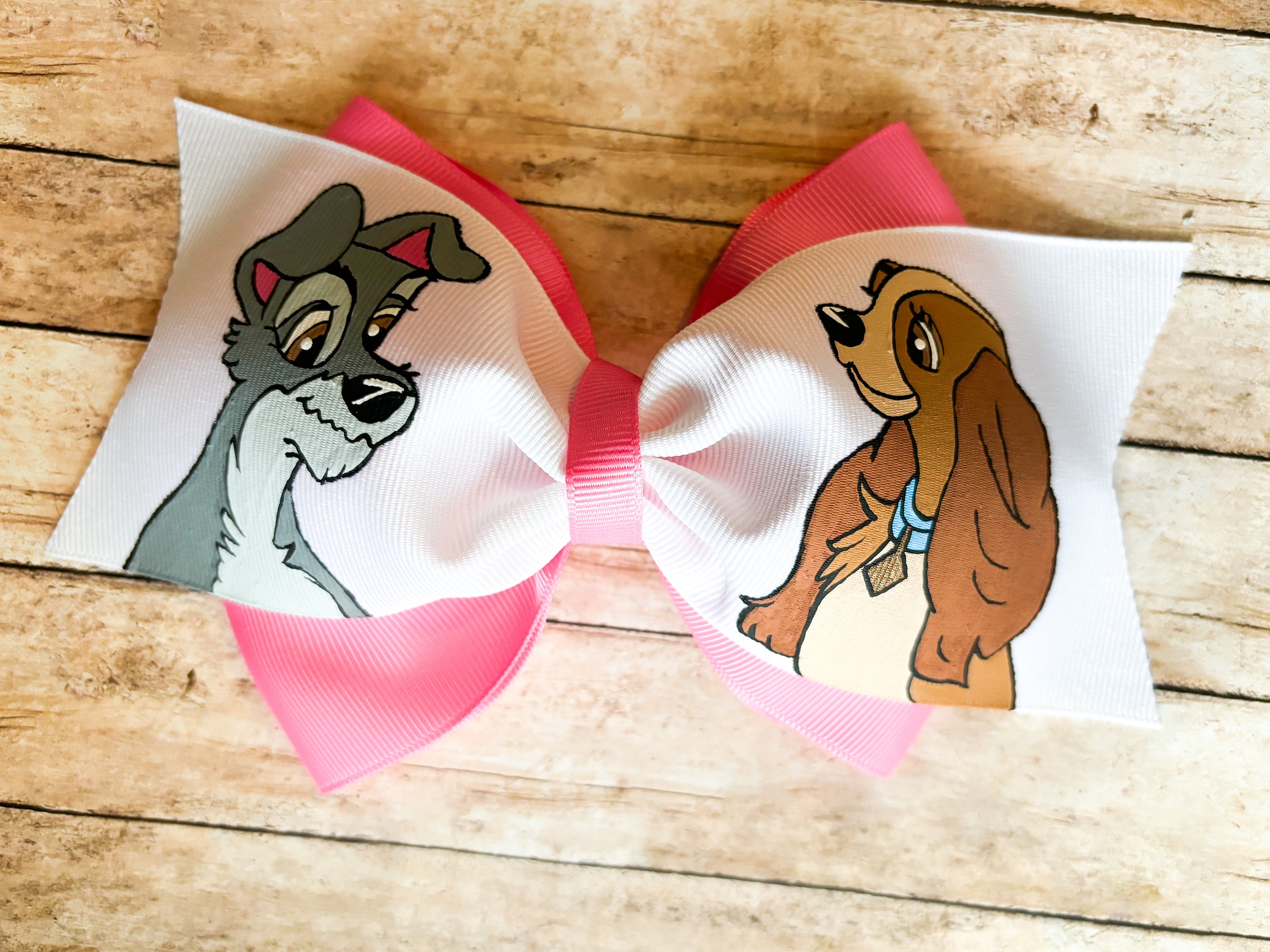 Disney's Lady and the Tramp hair bow, Disney hand-painted hair, Lady, Tramp, Dogs, Puppy, Disney, Disney Trip, present