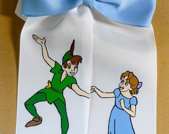 Disney Inspired Peter Pan and Wendy Hand-painted Hair Bow  display picture 2