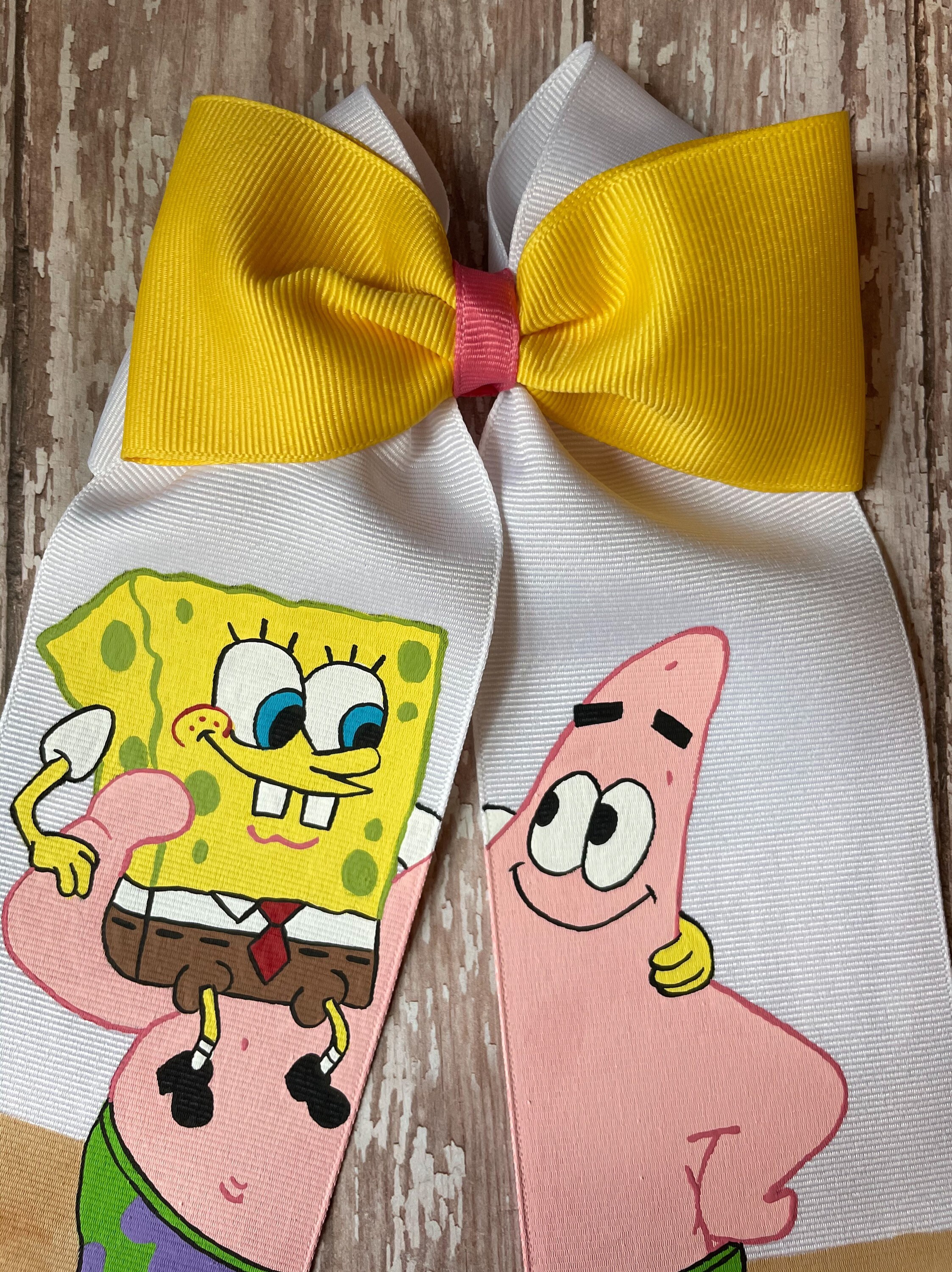 SpongeBob SquarePants and Patrick Star hand painted hair bow Etsy