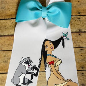 Disney Pocahontas hand painted hair bow, Pocahontas, Meeko, Flit, Raccoon, Hummingbird, Disney trip, vacation, present, girls, Gift