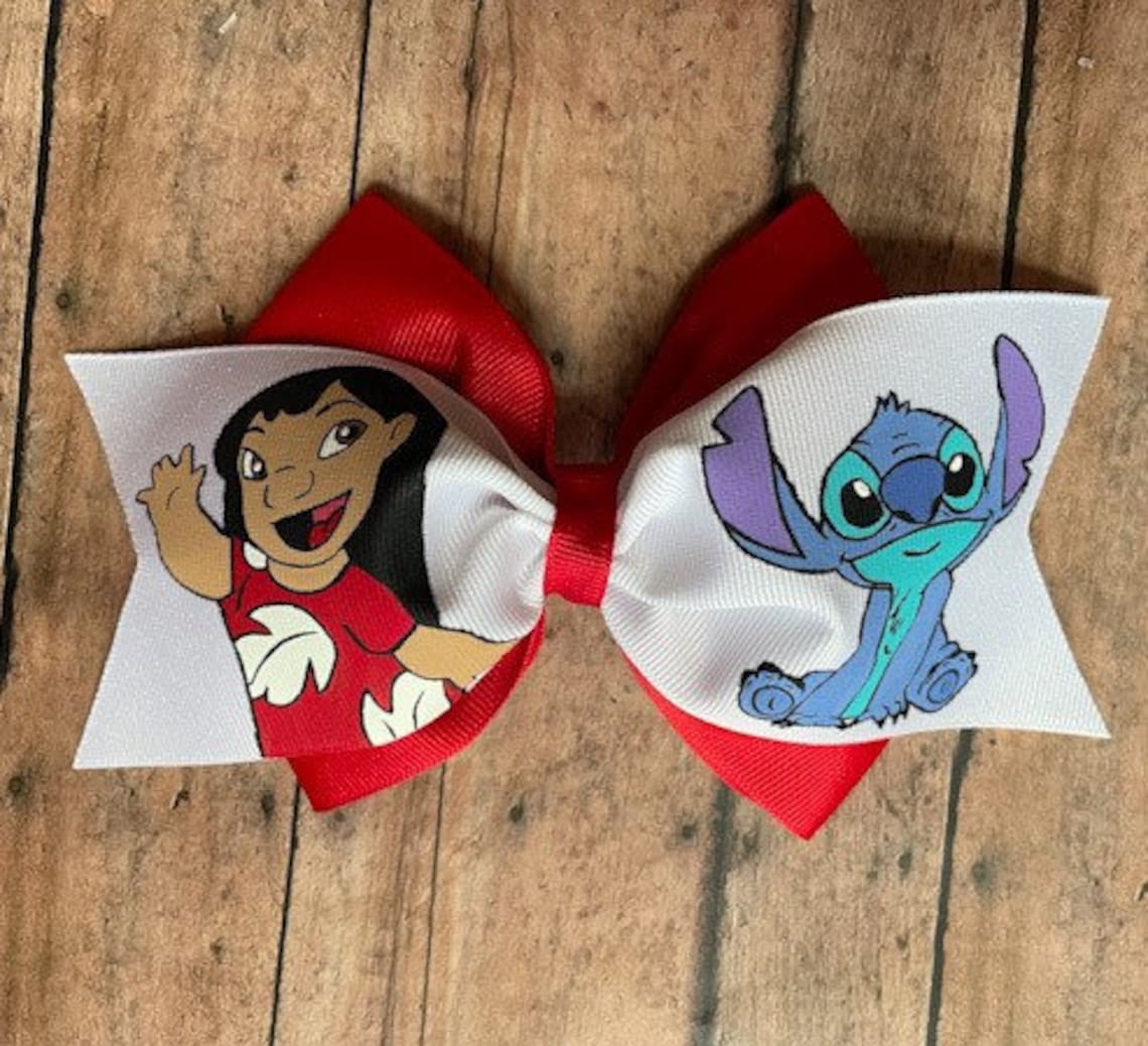 Disney Lilo & Stitch hair bow handpainted hair bow LILO Etsy