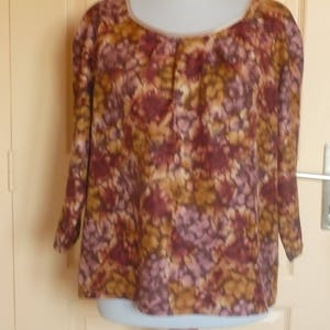 Blouse paysanne en soie couleurs automne image 1