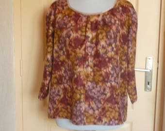 Blouse paysanne en soie couleurs automne