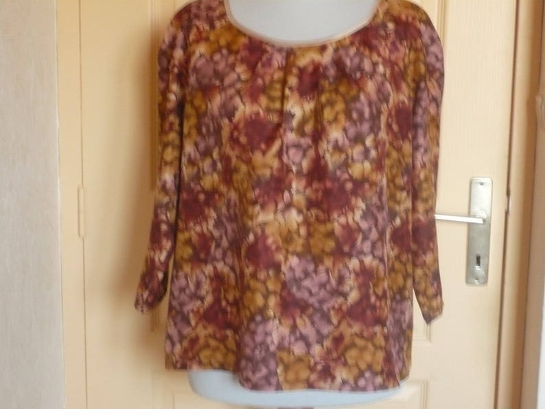 Peasant silk blouse autumn colors image 1