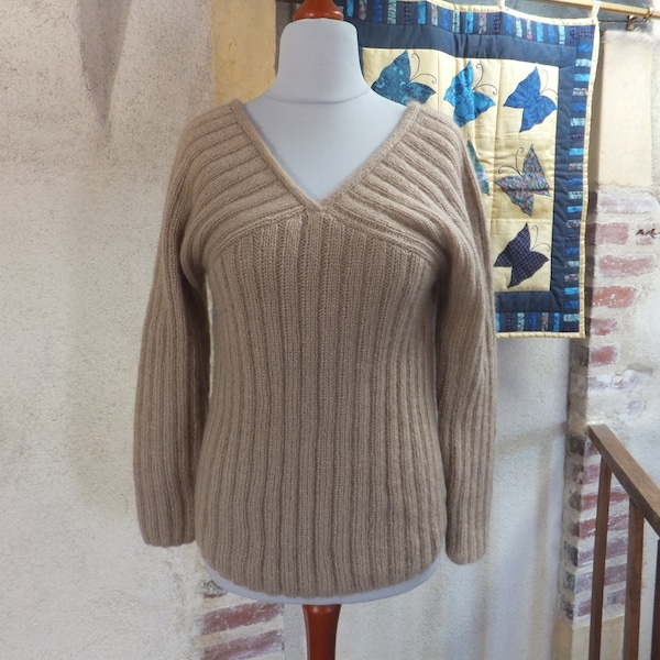 Pull en laine et mohair et soie de Phildar coloris camel