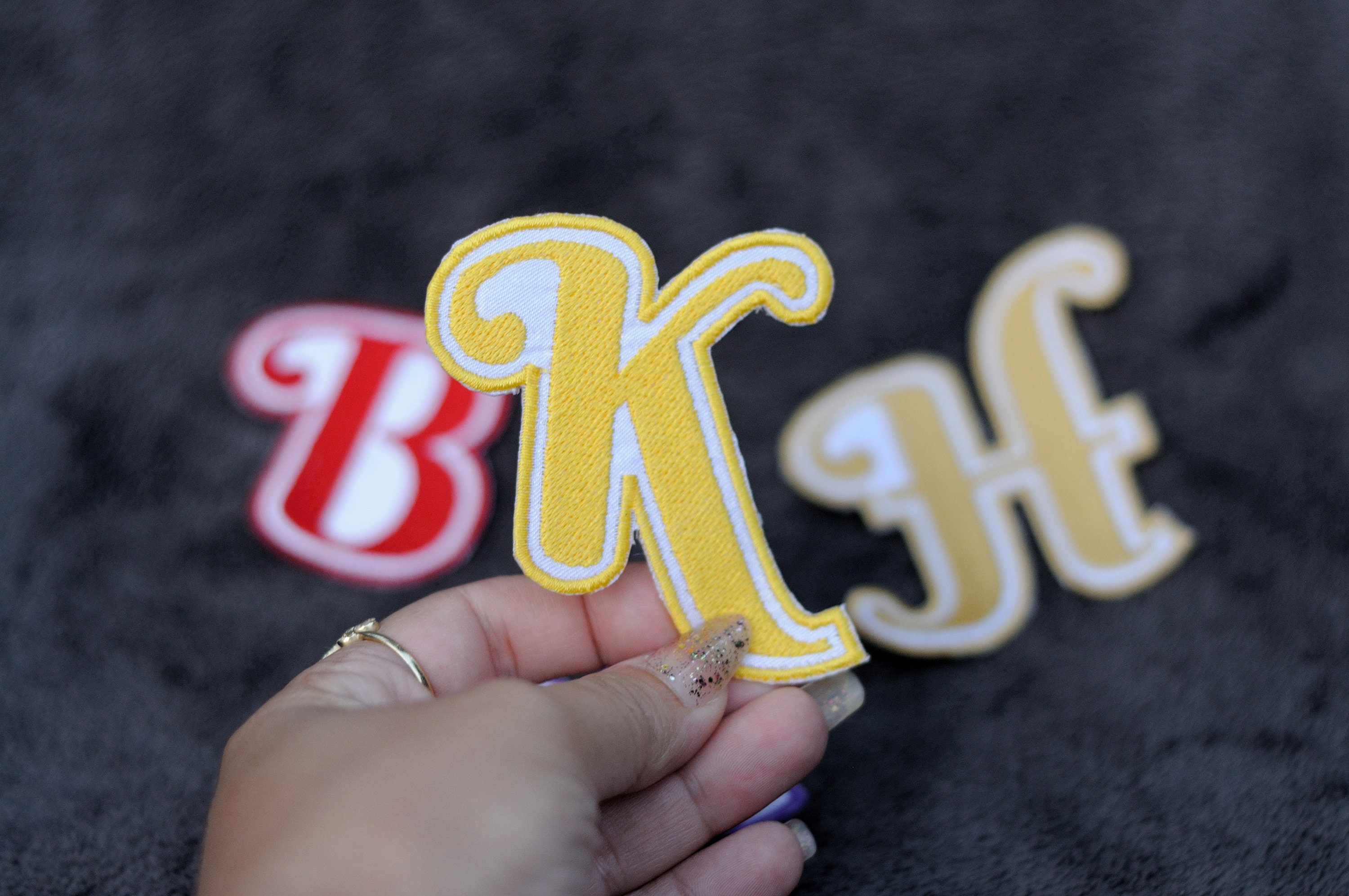 Iron on 2 Embroidered Letters Patches Iron on Patches Etsy