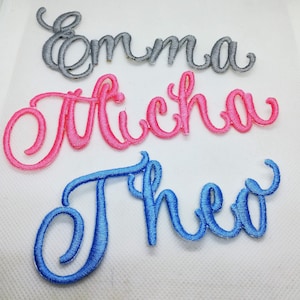 Single Personalized Iron on Embroidered Name Word Patches for Jeans, Jackets, Backpacks, Christmas Stocking,  shipping