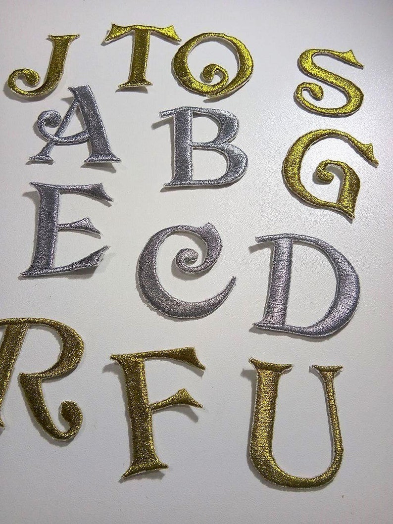 Embroidered Letters Iron on Letters Metallic Letters | Etsy