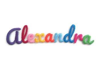 Embroidered Iron on Rainbow Name Patch, Sew on Rainbow Name Patches, Embroidered Rainbow Name Applique, Iron on Name Patches,