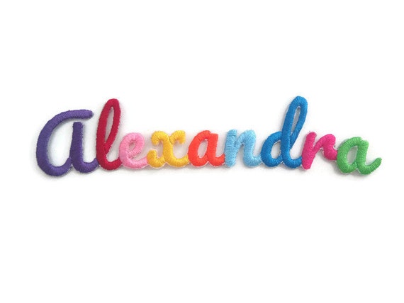 Embroidered Iron on Rainbow Name Patch, Sew on Rainbow Name