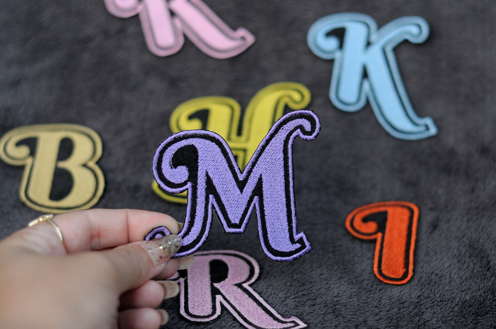 Iron on Letters Embroidered Patches on Black Satin Material Etsy