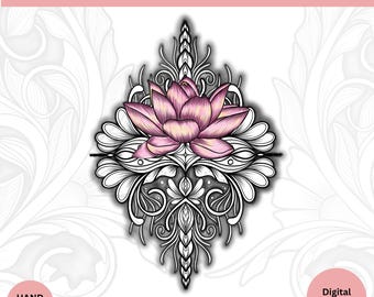 Lotus Mandala Tattoo Design | Spiritual Flower Tattoo | Sacred Geometry Digital Download