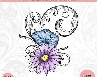 Custom Birth Flower Tattoo Design: Personalized Floral Line Art (Digital Download) Symbolic Family Tattoo