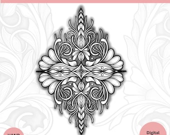 Mandala Tattoo Design | Ornamental Line Art | Sacred Geometry Digital Download