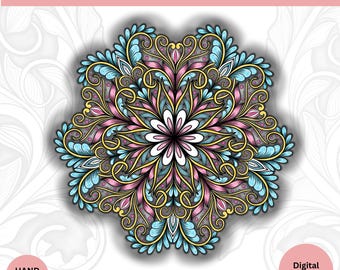Mandala Tattoo Design – Digital Download | Line Art, Colored & Shaded Versions | Printable Sacred Geometry Art