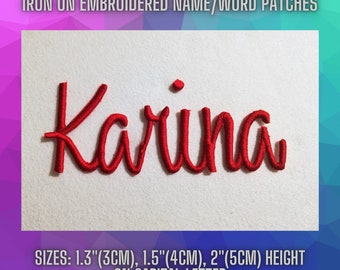 Single Iron on Name Patch, Personalized Embroidered Iron on Name Patches, Custom Made Name Tags for t-shirts, jackets, jeans, bags