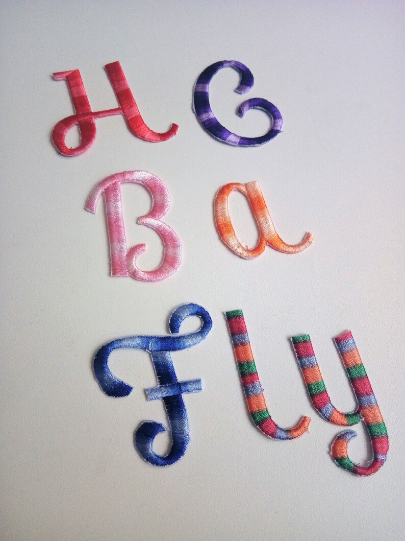 2 Embroidered Iron on Letters Made With Variegated - Etsy