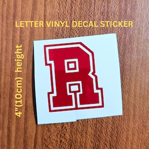 Calcomanía de una sola letra, pegatinas de vinilo de letras universitarias, calcomanía de casco, pegatina de vinilo deportivo, 4"(10 cm) de altura