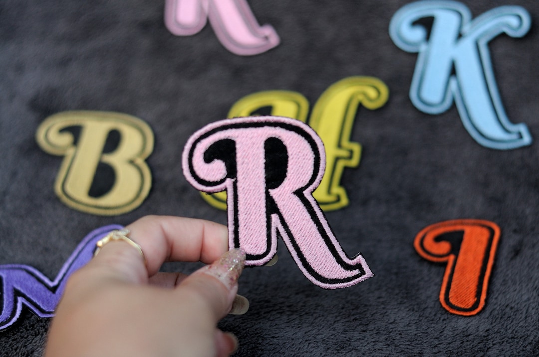 4 Pieces Iron on Letters Embroidered Patches on Black Satin Etsy