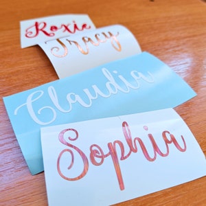 Benutzerdefinierter Name-Vinyl-Aufkleber, personalisierter Name-Vinyl-Aufkleber, benutzerdefiniertes Wort-Vinyl-Aufkleber, benutzerdefinierte Hochzeit-Vinyl-Aufkleber, Brautjungfern-Namensaufkleber