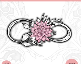 Custom Birth Flower Infinity Tattoo Design: Personalized Line Art (Digital Download)