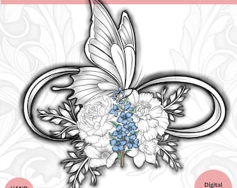 Custom Butterfly Birth Flower Tattoo Design: Family Memorial Art (Digital Design)