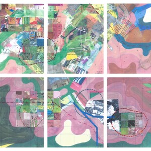 Jerry's Map: Gruppe von 6 zusammenhängenden Panels - South 1&2 / West 23, 24, 25