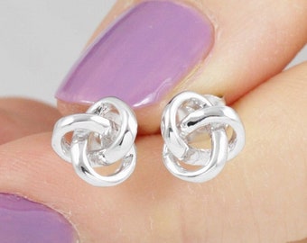 925 Sterling Silver Plain Dainty Eternity Love Knot Stud Earrings Studs Rhodium Plated Gift SE3542A