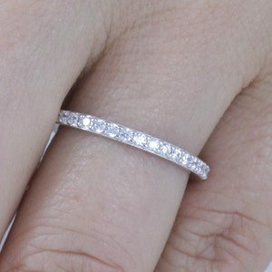 1.9mm 925 Sterling Silver Skinny Stack-able Half Eternity CZ Wedding Band Engagement Bridal Ring For Women Size 1-15 Half Sizes SA52B image 6