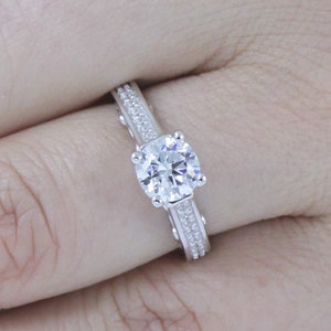 925 Sterling Silver Round Cut Solitaire Wedding Band CZ Engagement Ring Bridal Ring Half Sizes Size 3-12 SS043 image 1