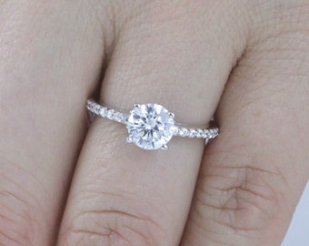 1 Carat Round Cut Solitaire 925 Sterling Silver CZ Engagement Ring Bridal Promise Ring Wedding Band Women's Size 4-12 SAE028