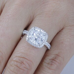 925 Sterling Silver Cushion Cut CZ Engagement Ring Wedding Band Bridal Promise Ring Women's Half Sizes Available 3-12 SS1141