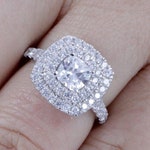 925 Sterling Silver Square Cushion Cut Double Halo Diamond Etsy