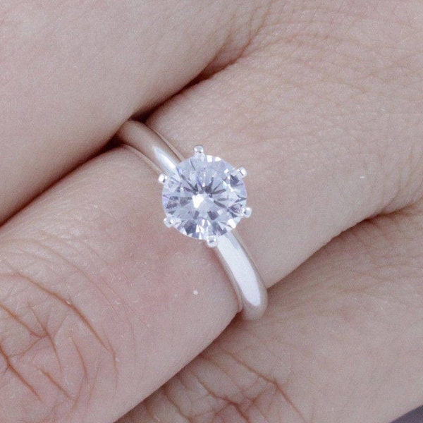 1ct carat 925 Sterling Silver Round Cut Solitaire CZ Engagement Ring Wedding Band Bridal Promise Classic Ring For Women Size 1.5-15 SA032