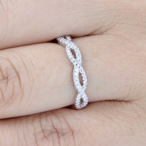 Infinity Love 925 Sterling Silver Eternity Wedding Band CZ Engagement Ring Guard Bridal Ring Women's Size 2.5-15 NL2887B