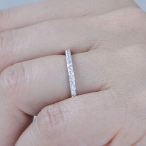 1.9mm 925 Sterling Silver Skinny Stack-able Half Eternity CZ Wedding Band Engagement Bridal Ring For Women Size 1-15 Half Sizes SA52B image 7