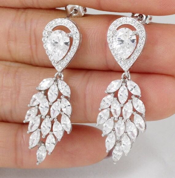 925 Sterling Silver Cz Stone Dangle Chandelier Earrings Studs Ireland 925 Sterling Silver Cz Stone Dangle, Sterling Silver And Cz Chandelier Earrings
