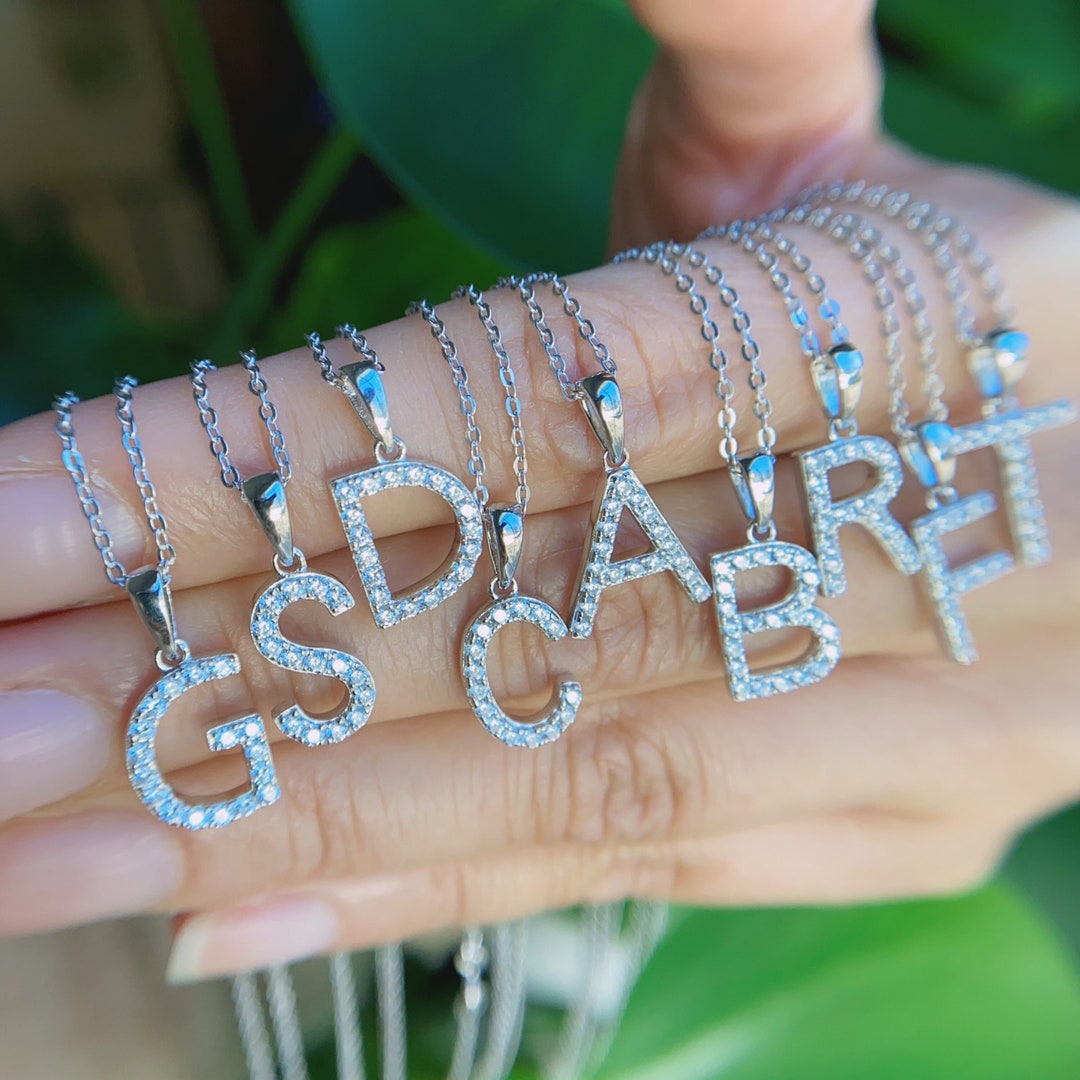 Dainty Initial Necklace, Custom Letter Charm Necklace, 925 Sterling Silver Initial Alphabet