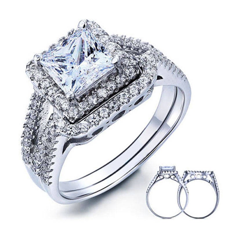 Halo Stud Earrings Solid 925 Sterling Silver Wedding Bridal Princess Cut Round Cubic Zirconia Choose Color Halo Stud Earrings Solid 925 Sterling Silver Wedding Bridal Princess Cut Round Cubic Zirconia Choose Color