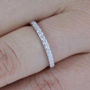 2mm Diamond Wedding Band, Skinny Stacking Ring, Ring Guard, 925 Sterling Silver Half Eternity Wedding Band, CZ Engagement Ring 3-15 M6651