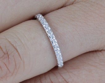 2mm 925 Sterling Silver Half Eternity Wedding Band CZ Engagement Ring 3-15 M6651