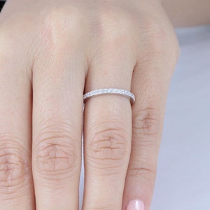 1.9mm 925 Sterling Silver Skinny Stack-able Half Eternity CZ Wedding Band Engagement Bridal Ring For Women Size 1-15 Half Sizes SA52B image 3