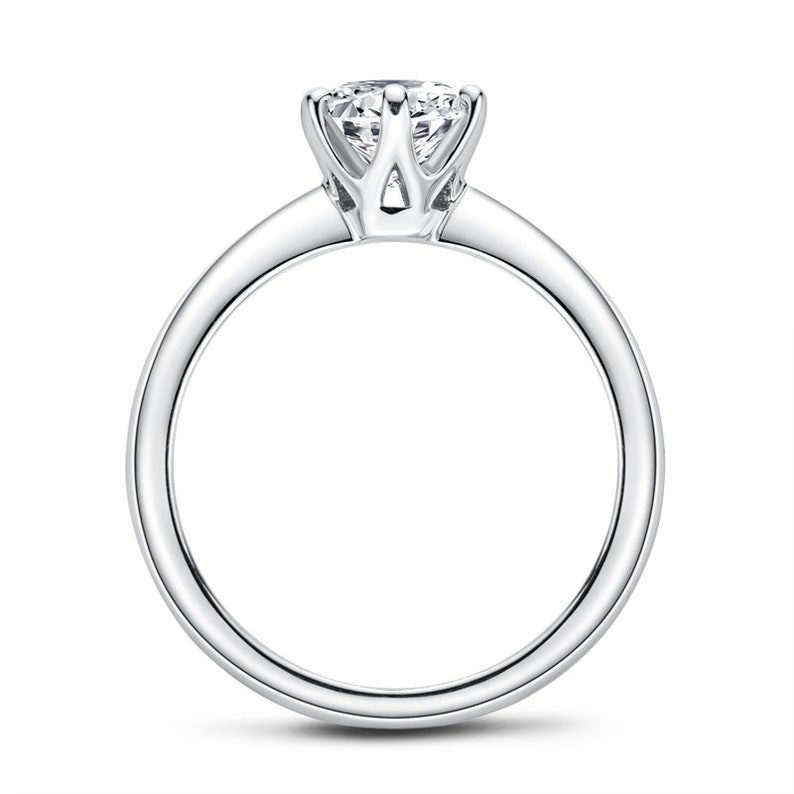 1ct VVS1 Moissanite Engagement Ring Brilliant Round Cut Knife Edge Solitaire 925 Sterling Silver GRA Certified Bridal Ring Size 3-12 SS0401 image 7