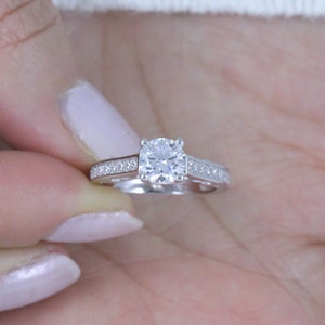 925 Sterling Silver Round Cut Solitaire Wedding Band CZ Engagement Ring Bridal Ring Half Sizes Size 3-12 SS043 image 4