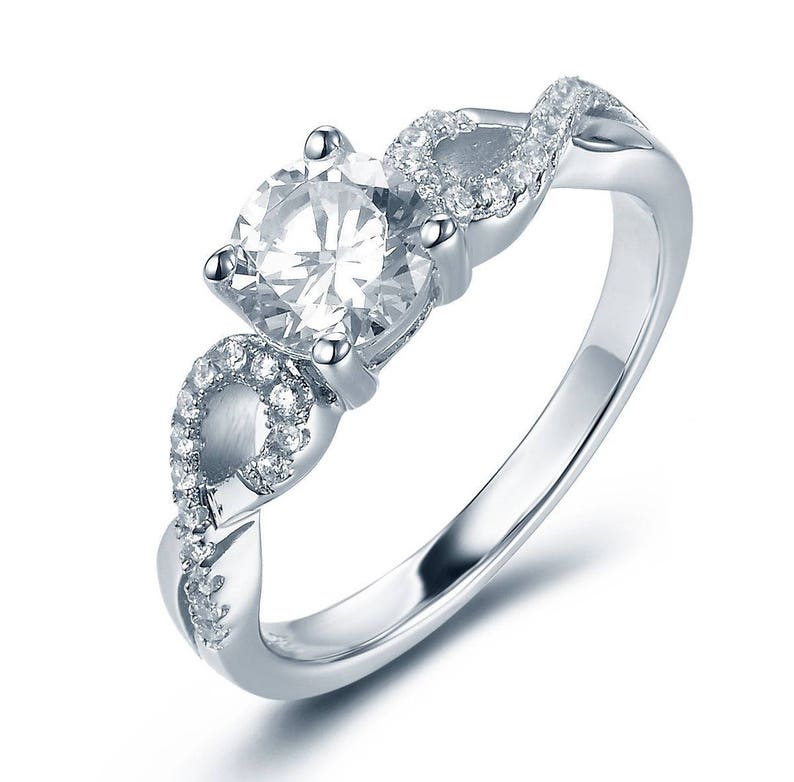 BEAUTIFUL 1CT ROUND WHITE CZ ENGAGEMENT .925 Sterling Silver Ring Sizes 4-11
