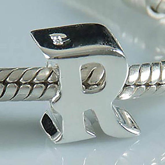 .925 Sterling Silver Letter R Bead .925 Sterling Silver Letter R Bead