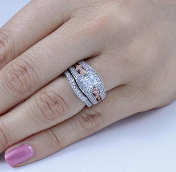925 Sterling Silver Cz Wedding Band Engagement Rings Set Women Size 3-14 925 Sterling Silver Cz Wedding Band Engagement Rings Set Women Size 3-14